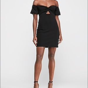 Express puff sleeve off the shoulder/twist dress